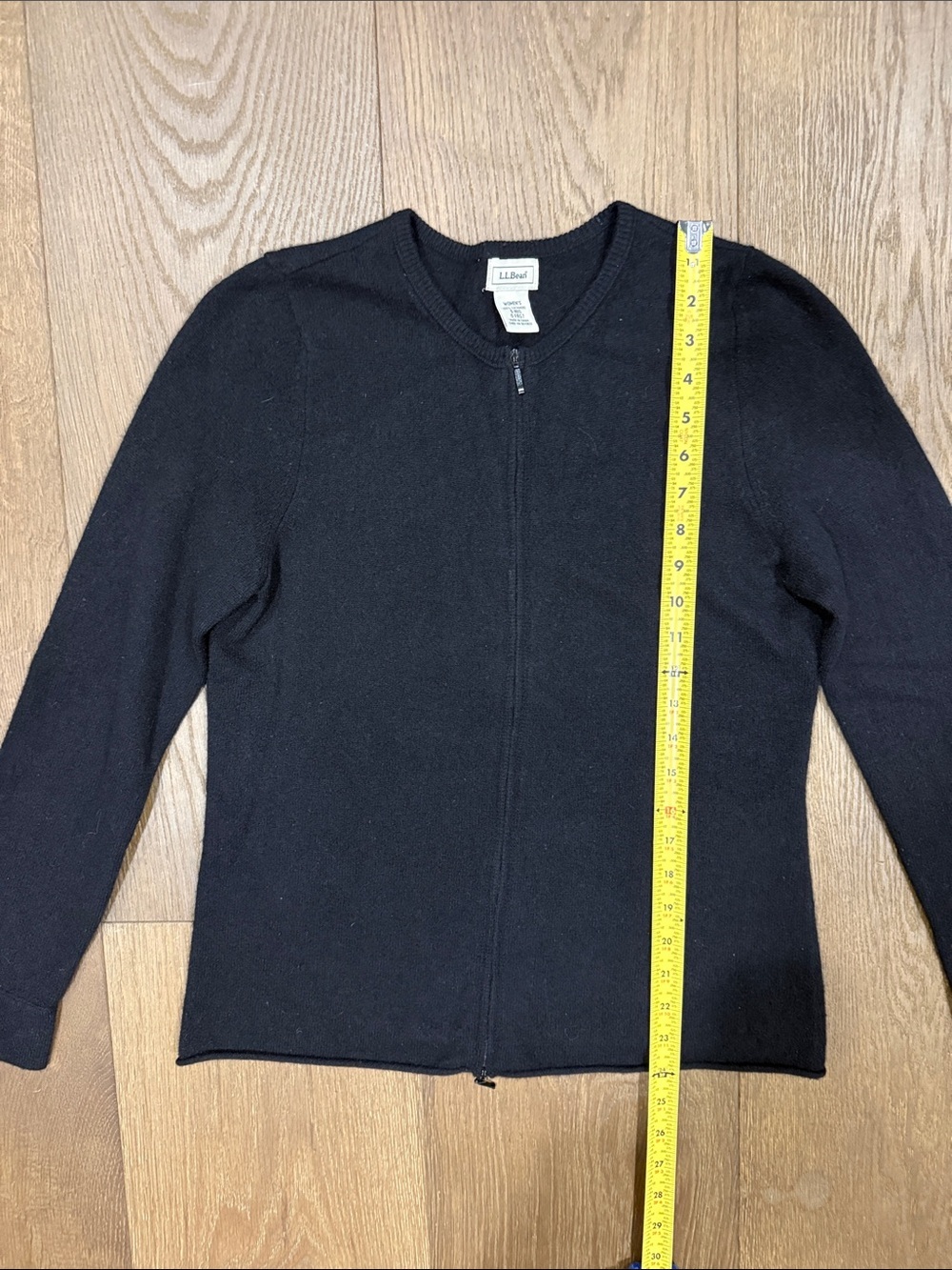 L.L. Bean Black 100% Cashmere Zip Up Sweater - Picture 5 of 7